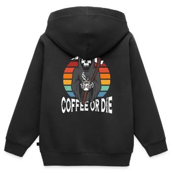 Café ou matrice - Sweat Premium à capuche zippé enfant bio - noir - Dos - AI Model Kid Male (0cm)