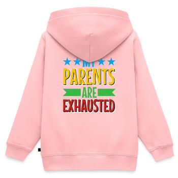 My Parents Are Exhausted - Kinder Premium Organic Zip Hoodie - Rosa - Hinten - AI Model Kid Female (0cm)