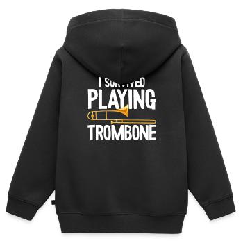 I Survived Playing Trombone Trumpet Band Music - Kinder Premium Organic Zip Hoodie - Schwarz - Hinten - AI Model Kid Male (0cm)