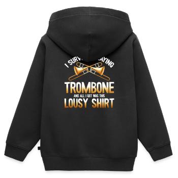I Survived Playing Trombone Trumpet Band Music - Kinder Premium Organic Zip Hoodie - Schwarz - Hinten - AI Model Kid Male (0cm)