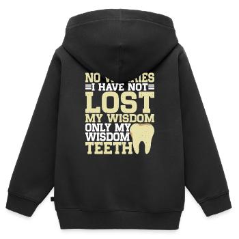 Je n’ai pas perdu ma sagesse seulement mes dents de sagesse - Sweat Premium à capuche zippé enfant bio - noir - Dos - AI Model Kid Male (0cm)
