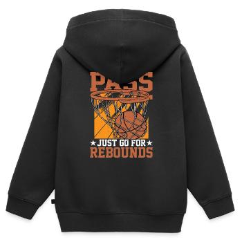 Passez, allez juste chercher des rebonds - Sweat Premium à capuche zippé enfant bio - noir - Dos - AI Model Kid Male (0cm)