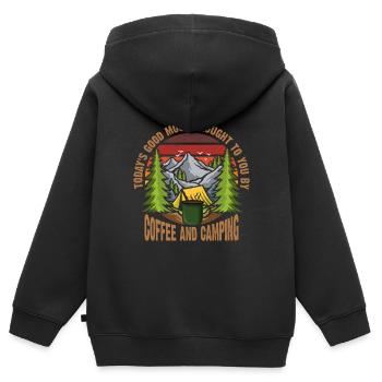 Bonne humeur apportée avec du café - Sweat Premium à capuche zippé enfant bio - noir - Dos - AI Model Kid Male (0cm)