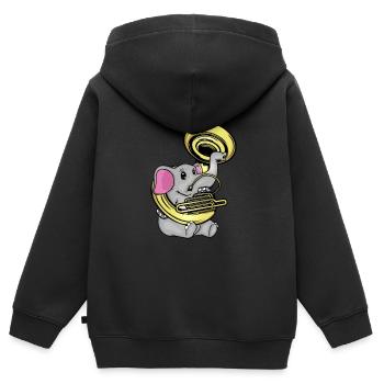 Sousaphone Musik Big Band Orchester Süßer Elefant - Kinder Premium Organic Zip Hoodie - Schwarz - Hinten - AI Model Kid Male (0cm)