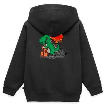 Dinosaurier Musiker Big Band Orchester Kontrabass - Kinder Premium Organic Zip Hoodie - Schwarz - Hinten - AI Model Kid Male (0cm)