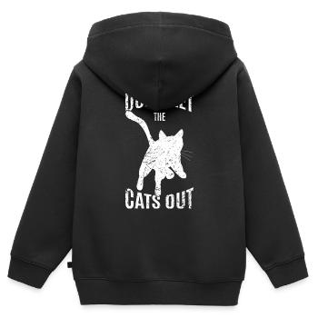 Ne laissez pas les chats sortir - Sweat Premium à capuche zippé enfant bio - noir - Dos - AI Model Kid Male (0cm)