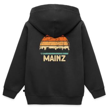 La ligne d’horizon de Mayence - Sweat Premium à capuche zippé enfant bio - noir - Dos - AI Model Kid Male (0cm)