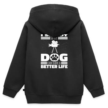 Kameramann Hund - Kinder Premium Organic Zip Hoodie - Schwarz - Hinten - AI Model Kid Male (0cm)