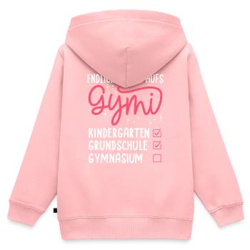 Endlich gehts auf Gymi - Einschulung Gymnasium - Kinder Premium Organic Zip Hoodie - Rosa - Hinten - AI Model Kid Female (0cm)