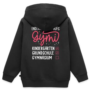 Endlich gehts auf Gymi - Einschulung Gymnasium - Kinder Premium Organic Zip Hoodie - Schwarz - Hinten - AI Model Kid Male (0cm)