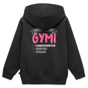 Endlich gehts auf Gymi - Schulkind Geschenk Gymnas - Kinder Premium Organic Zip Hoodie - Schwarz - Hinten - AI Model Kid Male (0cm)
