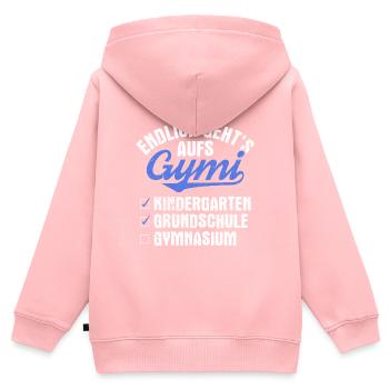 Endlich gehts auf Gymi - Einschulung 5. Klasse - Kinder Premium Organic Zip Hoodie - Rosa - Hinten - AI Model Kid Female (0cm)