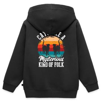 Katzen Sind Eine Mysteriöse Art Von Folk - Kinder Premium Organic Zip Hoodie - Schwarz - Hinten - AI Model Kid Male (0cm)
