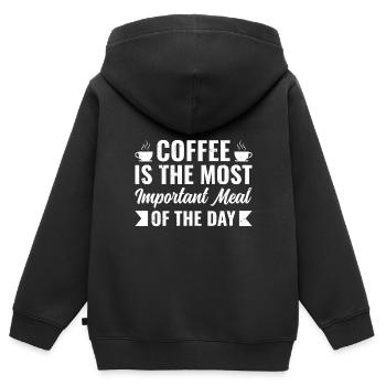 Coffee is the most important meal of the day - Kids Premium Organic Zip-up Hoodie - black - Back - AI Model Kid Male (0cm)
