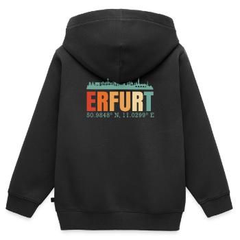 Erfurt - Kinder Premium Organic Zip Hoodie - Schwarz - Hinten - AI Model Kid Male (0cm)