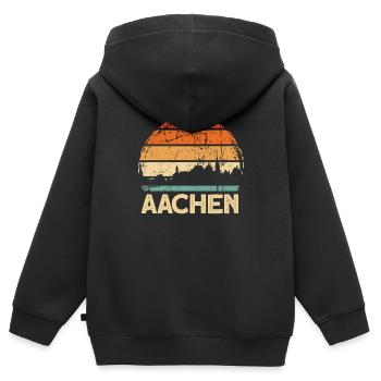 Aachen - Kinder Premium Organic Zip Hoodie - Schwarz - Hinten - AI Model Kid Male (0cm)