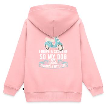 Motorroller Hund - Kinder Premium Organic Zip Hoodie - Rosa - Hinten - AI Model Kid Female (0cm)