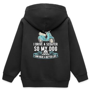 Motorroller Hund - Kinder Premium Organic Zip Hoodie - Schwarz - Hinten - AI Model Kid Male (0cm)