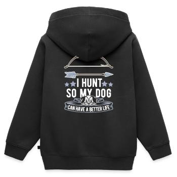 Chasse à l’arc Chien chasseur à l’arc - Sweat Premium à capuche zippé enfant bio - noir - Dos - AI Model Kid Male (0cm)