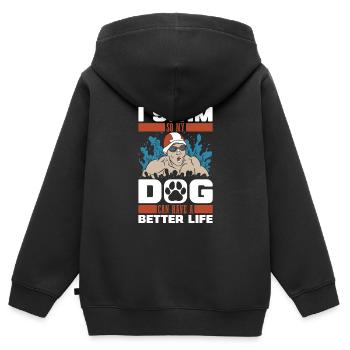 Nageur Nageurs Chien - Sweat Premium à capuche zippé enfant bio - noir - Dos - AI Model Kid Male (0cm)