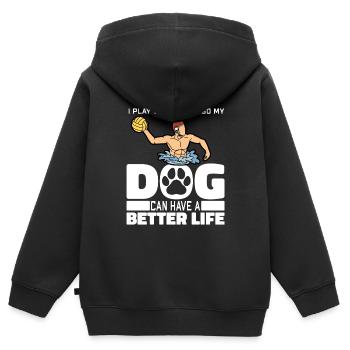 Wasserball Wasserballer Hund - Kinder Premium Organic Zip Hoodie - Schwarz - Hinten - AI Model Kid Male (0cm)