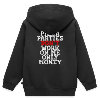 Pizza Parties Don't Work On Me, Only Money 3 - Kinder Premium Organic Zip Hoodie - Schwarz - Hinten - AI Model Kid Male (0cm)