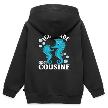 Große Cousine verkünden Seestern Bald Cousine - Kinder Premium Organic Zip Hoodie - Schwarz - Hinten - AI Model Kid Male (0cm)