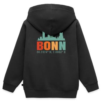Bonn - Kinder Premium Organic Zip Hoodie - Schwarz - Hinten - AI Model Kid Male (0cm)