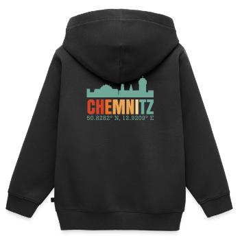 Chemnitz - Kinder Premium Organic Zip Hoodie - Schwarz - Hinten - AI Model Kid Male (0cm)