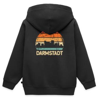 Darmstadt - Kinder Premium Organic Zip Hoodie - Schwarz - Hinten - AI Model Kid Male (0cm)