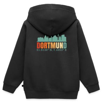 Dortmund - Sweat Premium à capuche zippé enfant bio - noir - Dos - AI Model Kid Male (0cm)