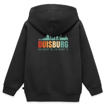 Duisbourg - Sweat Premium à capuche zippé enfant bio - noir - Dos - AI Model Kid Male (0cm)
