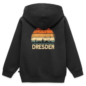Dresde - Sweat Premium à capuche zippé enfant bio - noir - Dos - AI Model Kid Male (0cm)