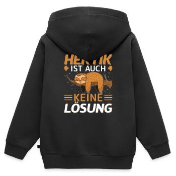 Hektik ausruhen Faultier - Kinder Premium Organic Zip Hoodie - Schwarz - Hinten - AI Model Kid Male (0cm)