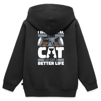 Forgeron Métallurgiste Chat - Sweat Premium à capuche zippé enfant bio - noir - Dos - AI Model Kid Male (0cm)