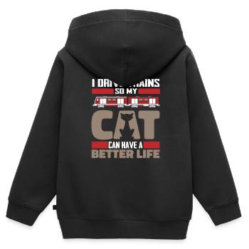 Train Driver Train Driver Cat - Kids Premium Organic Zip-up Hoodie - black - Back - AI Model Kid Male (0cm)