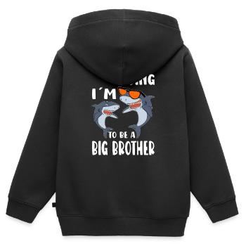 Gonna Be A Big Brother Dino Birth AnnouncementBaby - Kinder Premium Organic Zip Hoodie - Schwarz - Hinten - AI Model Kid Male (0cm)
