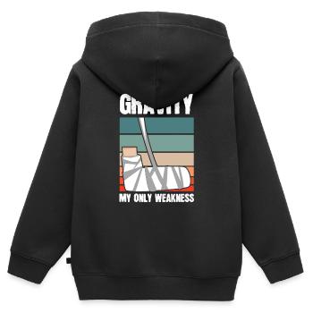 La gravité ma seule faiblesse osseuse - Sweat Premium à capuche zippé enfant bio - noir - Dos - AI Model Kid Male (0cm)