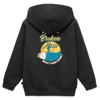 J’ai eu une fracture - Sweat Premium à capuche zippé enfant bio - noir - Dos - AI Model Kid Male (0cm)