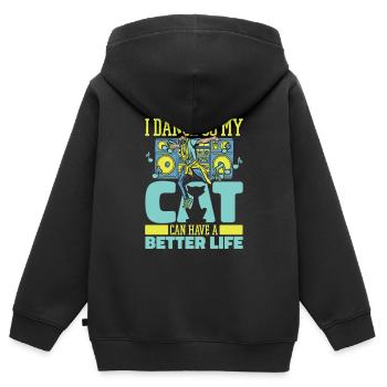 Danseur Chat Danseur - Sweat Premium à capuche zippé enfant bio - noir - Dos - AI Model Kid Male (0cm)