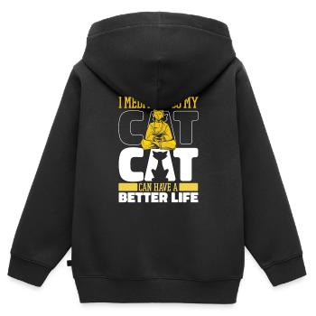 Meditation Meditieren Katze - Kinder Premium Organic Zip Hoodie - Schwarz - Hinten - AI Model Kid Male (0cm)