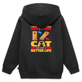 Cornhole Sackloch Spiel Katze - Kinder Premium Organic Zip Hoodie - Schwarz - Hinten - AI Model Kid Male (0cm)