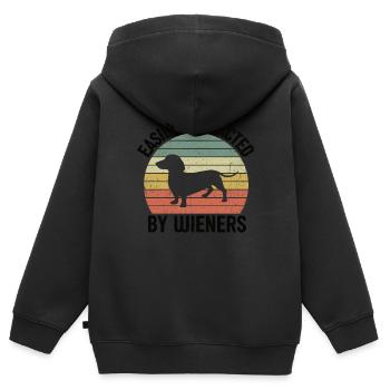 Dachshund Geschenk Dixie Wiener Doxie Dackel - Kinder Premium Organic Zip Hoodie - Schwarz - Hinten - AI Model Kid Male (0cm)