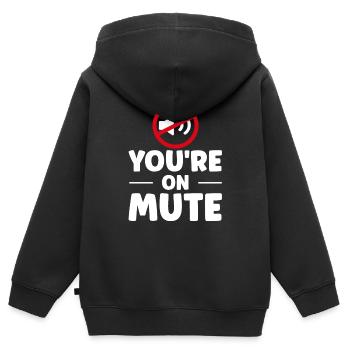Du bist auf stumm - you are on mute - Sweat Premium à capuche zippé enfant bio - noir - Dos - AI Model Kid Male (0cm)