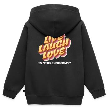 Vivre - Rire - Aimer - Vivre, rire, aimer - Sweat Premium à capuche zippé enfant bio - noir - Dos - AI Model Kid Male (0cm)