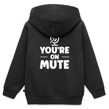 Du bist auf stumm - you are on mute - Sweat Premium à capuche zippé enfant bio - noir - Dos - AI Model Kid Male (0cm)
