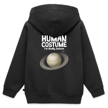 Saturne - Sweat Premium à capuche zippé enfant bio - noir - Dos - AI Model Kid Male (0cm)