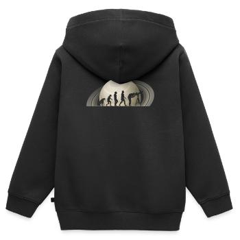 Saturne - Sweat Premium à capuche zippé enfant bio - noir - Dos - AI Model Kid Male (0cm)