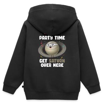 Saturne - Sweat Premium à capuche zippé enfant bio - noir - Dos - AI Model Kid Male (0cm)