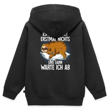 Langschläfer Faultier Müde Schlaf - Kinder Premium Organic Zip Hoodie - Schwarz - Hinten - AI Model Kid Male (0cm)